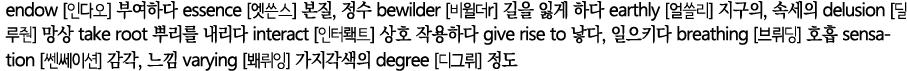 endow            essence         ,    bewilder     r           earthly          ,     delusion          take root       