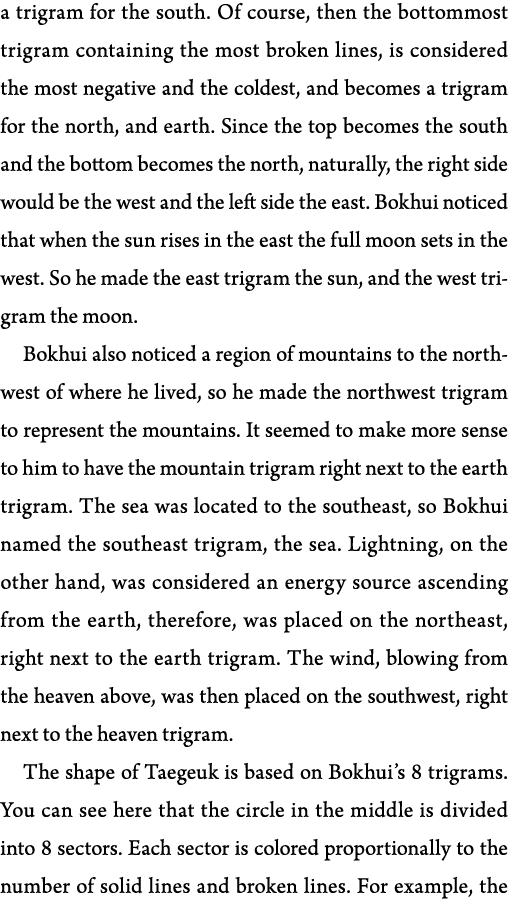 a trigram for the south  Of course, then the bottommost trigram containing the most broken lines, is considered the m   
